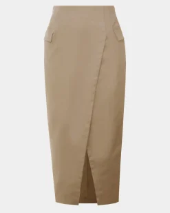 Forcast Abby Asymmetric Tailored Skirt Almond Discount