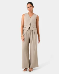 Forcast Abel Elastic Waist Relax Pants Sand