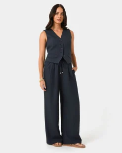 Forcast Abel Elastic Waist Relax Pants Navy Discount