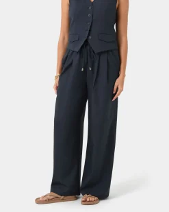 Forcast Abel Elastic Waist Relax Pants Navy Discount