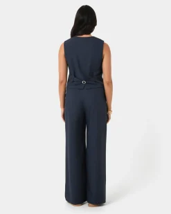 Forcast Abel Elastic Waist Relax Pants Navy Discount