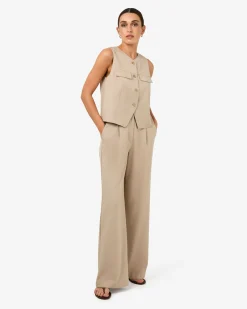 Forcast Abel Relaxed Pocket Vest Oat New