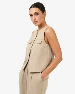 Forcast Abel Relaxed Pocket Vest Oat New