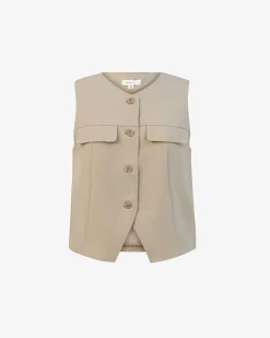 Forcast Abel Relaxed Pocket Vest Oat New