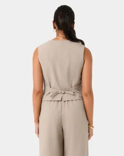 Forcast Abel Tailored Vest Sand Outlet