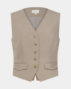 Forcast Abel Tailored Vest Sand Outlet