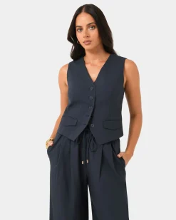 Forcast Abel Tailored Vest Navy Hot