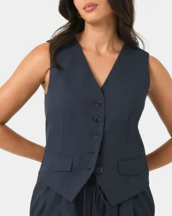 Forcast Abel Tailored Vest Navy Hot