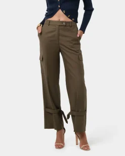 Forcast Abigail Cargo Relaxed Pants Khaki Outlet