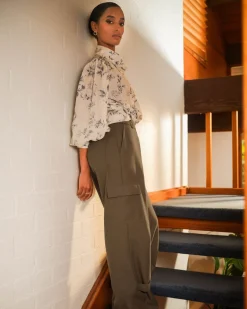 Forcast Abigail Cargo Relaxed Pants Khaki Outlet