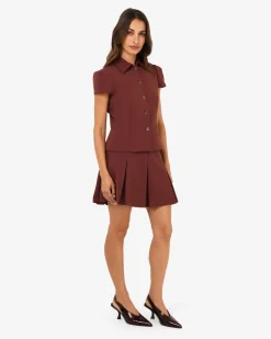 Forcast Ace Pleated Skirt Brick New