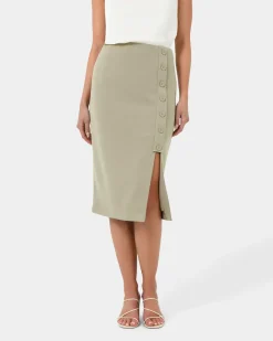 Forcast Ace Side Button Skirt TAUPE Online