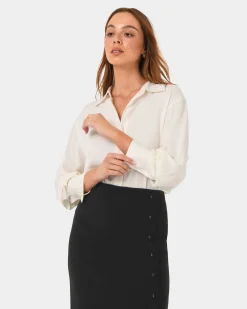 Forcast Ace Side Button Skirt Black Online