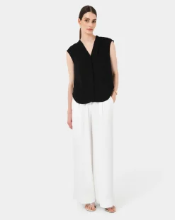 Forcast Adelaide V-neck Cap Sleeve Top Black Best