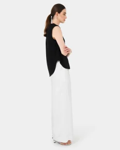 Forcast Adelaide V-neck Cap Sleeve Top Black Best