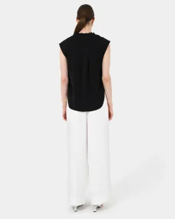 Forcast Adelaide V-neck Cap Sleeve Top Black Best