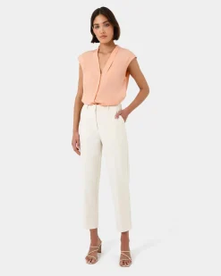 Forcast Adelaide V-neck Cap Sleeve Top Light Coral Outlet