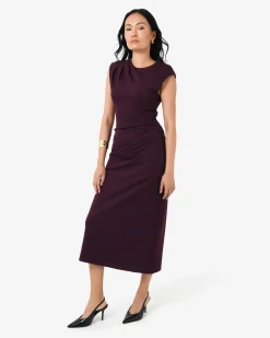 Forcast Adele Pleated Midi Dress Mulberry Hot