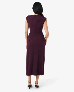 Forcast Adele Pleated Midi Dress Mulberry Hot