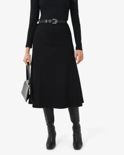 Forcast Adele Side Panel Midi Skirt Black New