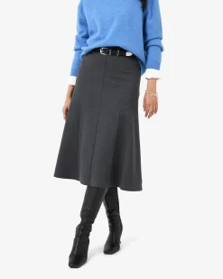 Forcast Adele Side Panel Midi Skirt Charcoal Online