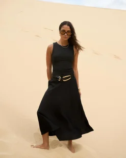 Forcast Aiya Bias Midi Skirt Black Outlet