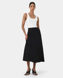Forcast Aiya Bias Midi Skirt Black Outlet