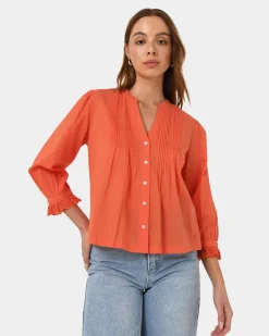 Forcast Akira Vneck Embroidery Blouse Cherry Tomato Discount