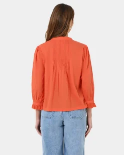 Forcast Akira Vneck Embroidery Blouse Cherry Tomato Discount