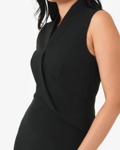 Forcast Alaia Twisted Lapel Midi Dress Black Hot