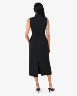 Forcast Alaia Twisted Lapel Midi Dress Black Hot