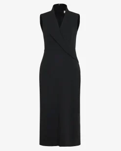 Forcast Alaia Twisted Lapel Midi Dress Black Hot