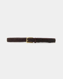 Forcast Alexandra Woven Leather Belt Choco Brown New