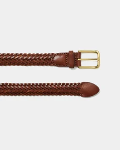 Forcast Alexandra Woven Leather Belt Tan