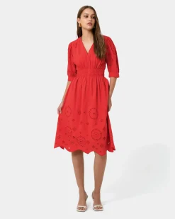 Forcast Ali Embroidered Dress Fiesta Red Online