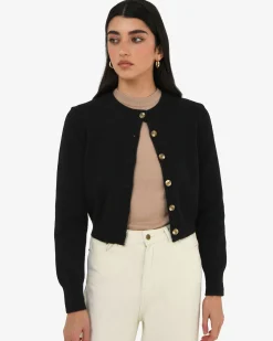 Forcast Alina Button Cardigan Black Best