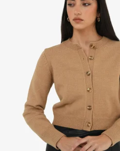 Forcast Alina Button Cardigan Camel Sale