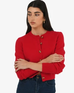 Forcast Alina Button Cardigan Red Discount