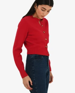 Forcast Alina Button Cardigan Red Discount