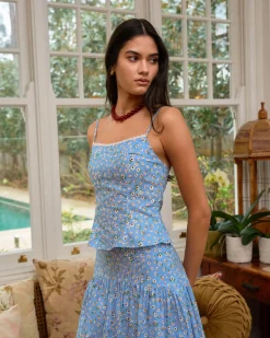Forcast Alisa Cami Floral Top Blue Ditsy Hot