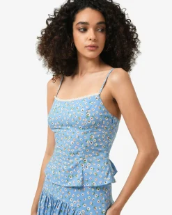 Forcast Alisa Cami Floral Top Blue Ditsy Hot