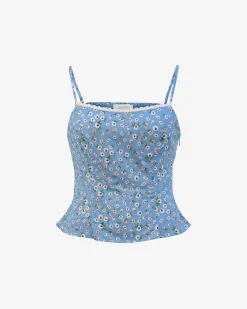 Forcast Alisa Cami Floral Top Blue Ditsy Hot