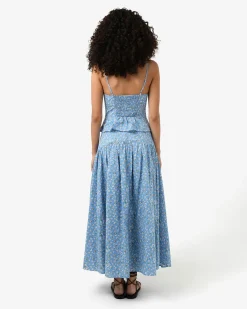 Forcast Alisa Gathered Full Skirt Blue Ditsy Best