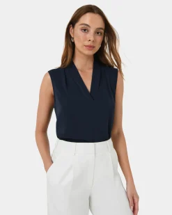Forcast Alivia 2 V-neck Top Navy Best