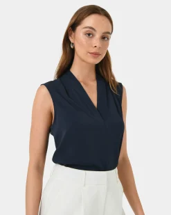 Forcast Alivia 2 V-neck Top Navy Best