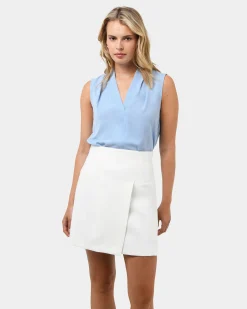 Forcast Alivia 2 V-neck Top Baby Blue Best