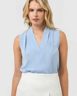 Forcast Alivia 2 V-neck Top Baby Blue Best