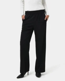 Forcast Alla Contrast Elastic Pants Black - Ivory Clearance