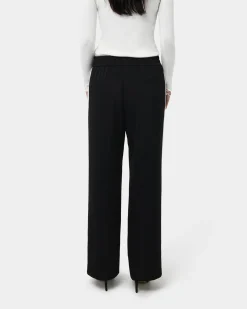 Forcast Alla Contrast Elastic Pants Black - Ivory Clearance