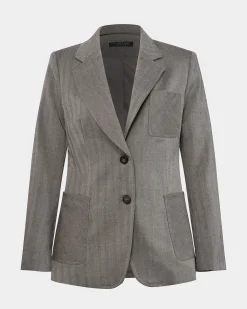 Forcast Allara Herringbone Jacket Beige Brown Sale